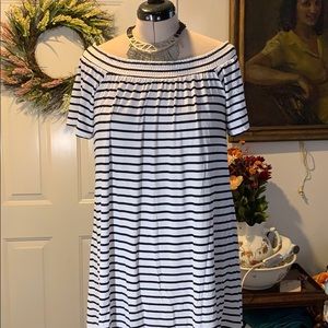 Off shoulder trapeze dress. Runs small!